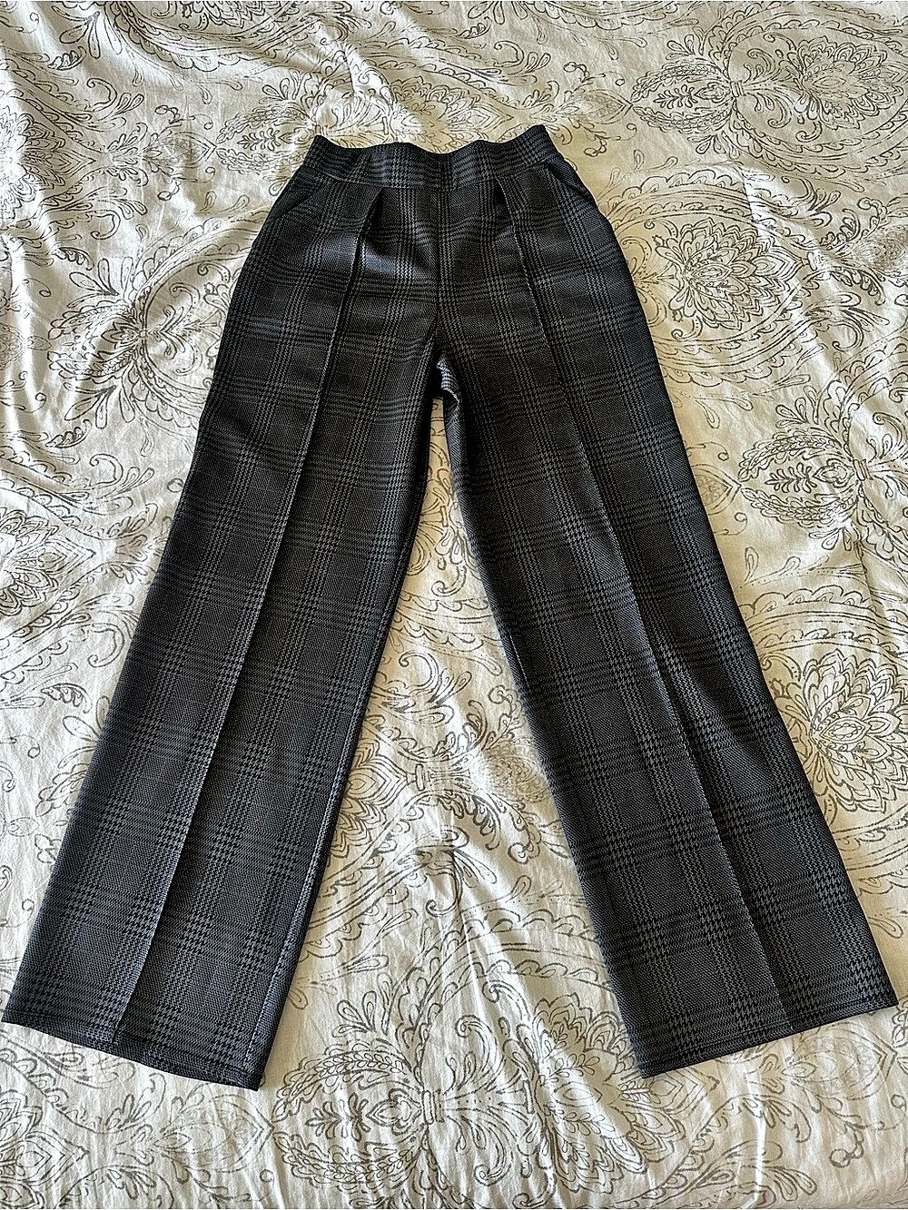 H&M Plaid Wide Leg Pants in Black & Gray Size S